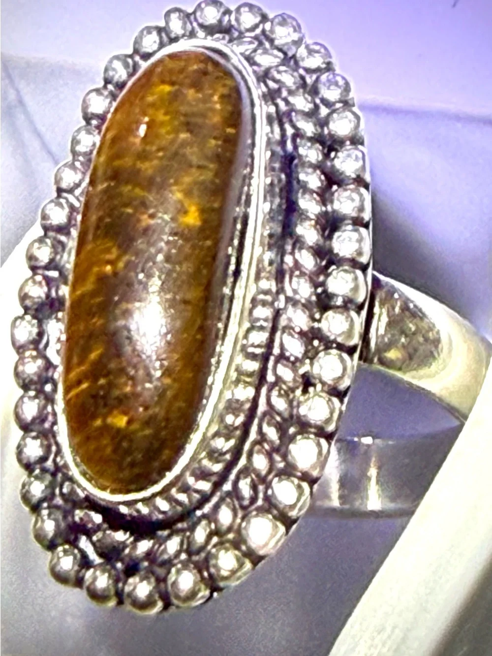 Sterling Silver Tiger's Eye Statement Ring - Brown